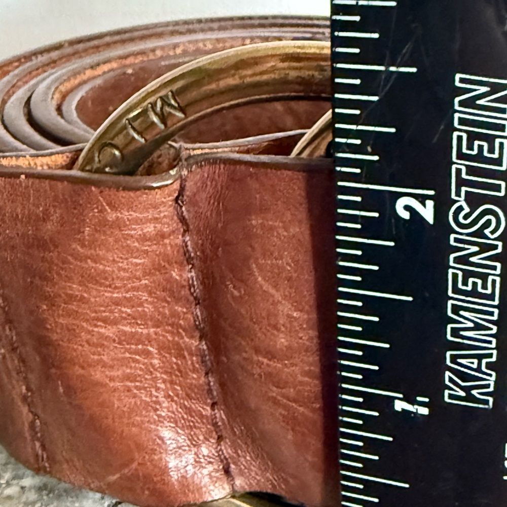 Michael Kors Brown Leather Belt With Brass Buckle - Picture 14 of 15